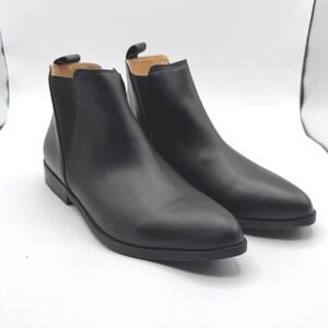 Nisolo Womens 8 Everyday Chelsea Boots Black Leather Pointed Toe Water Resistant